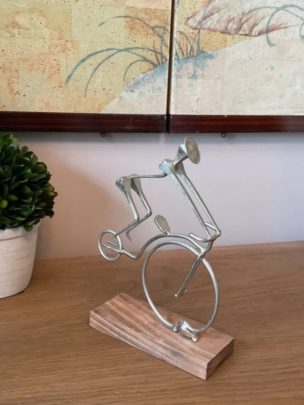 Metal & Wood Bicycle Sculpture Art Piece